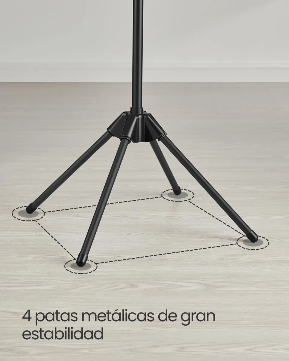 SONGMICS Tendedero, Tendedero de Ropa, 3 Brazos Giratorios para Colada, 4 Asas, para Interiores, Acero Inoxidable, para hasta 27 Prendas, 150 cm de Alto, Negro LLR510B01