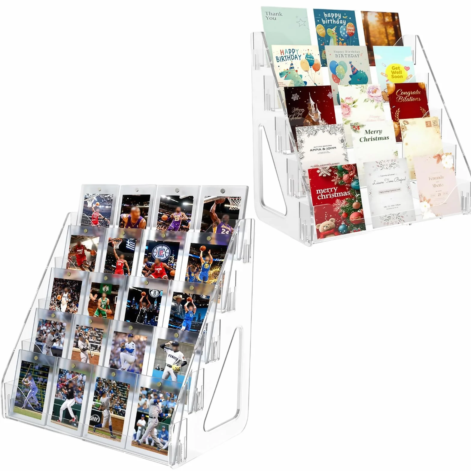 Soporte para Tarjetas, exhibidor de Tarjetas de felicitación y Soporte para Tarjetas coleccionables, Organizador de Almacenamiento de 5 Niveles para Tarjetas coleccionables, Fotos,