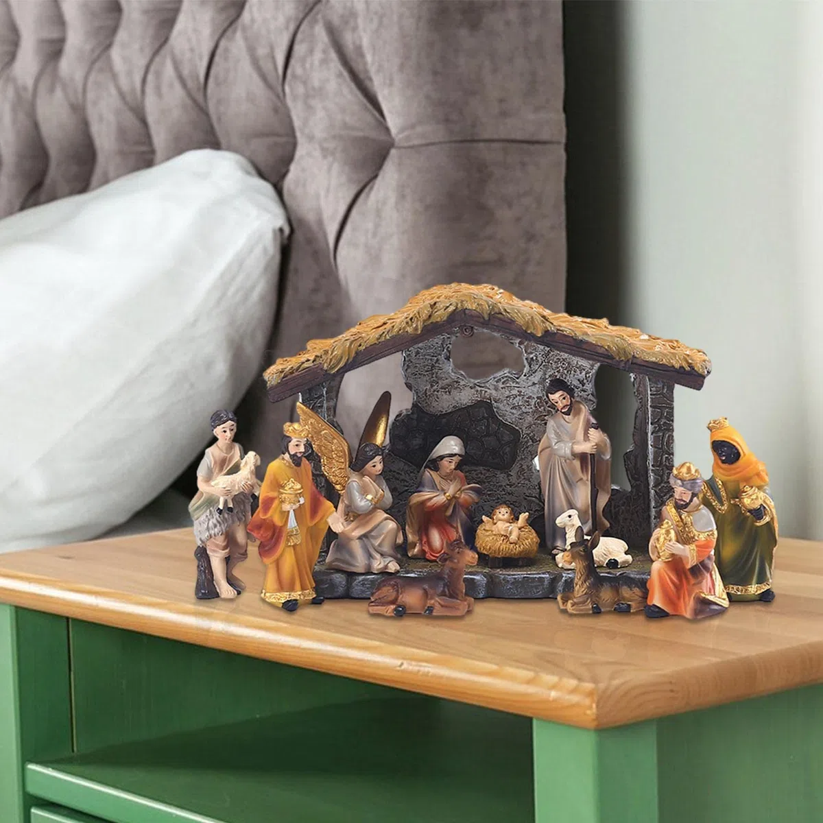 Genérico 12 Piezas Pesebre De Navidad Completo | Belén De Navidad con Figuras | Estatua del Nacimiento De Jesús | Juego De Estatua De Belén De Resina | para Decoración De Mesa De Escritorio