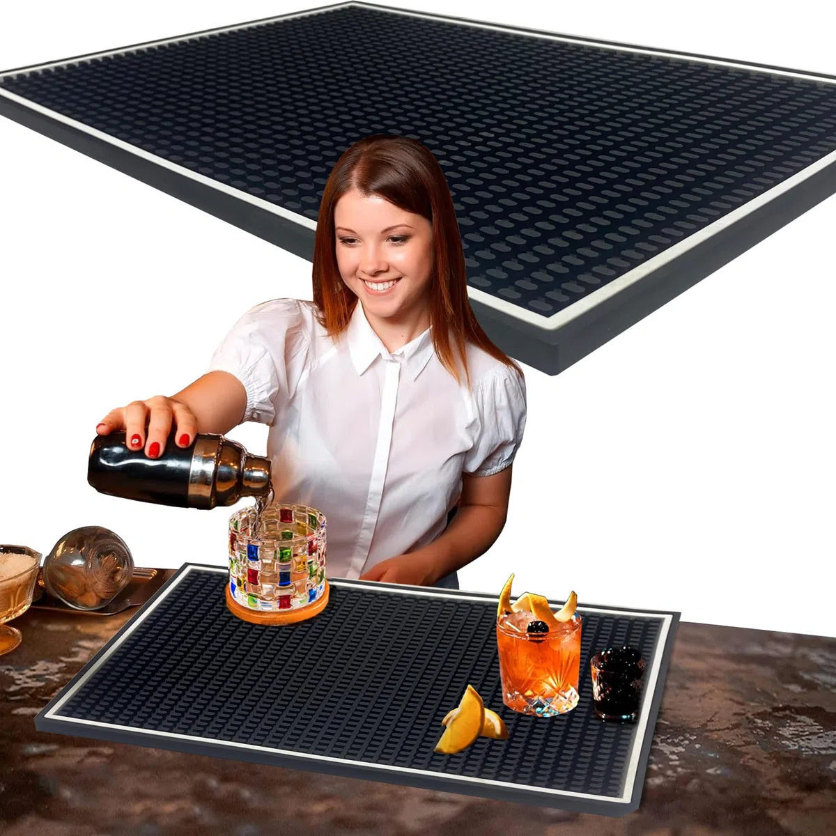 Alfombrilla De Bar,Tapete de Goma Antideslizante,Protector de Fregadero,Protección de Vidrio Alfombra de PVC Accesorios de Bar,para CóCtel Ktv, Cerveza,Café,Whisk,Bebidas