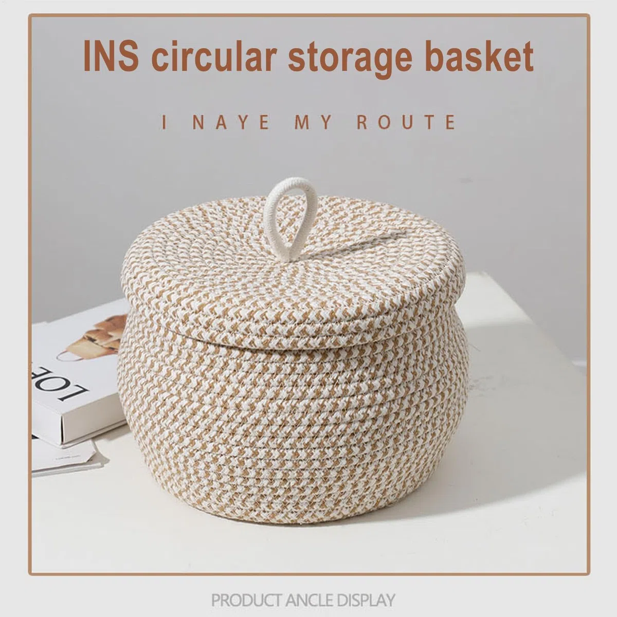 Cesta Tejida Para Almacenamiento - Pequeño Organizador Cubierto Con Tapa | Elegante cesta para mostrador para dormitorio, baño, tocador, sala de estar, oficina, perfecta para organización y de
