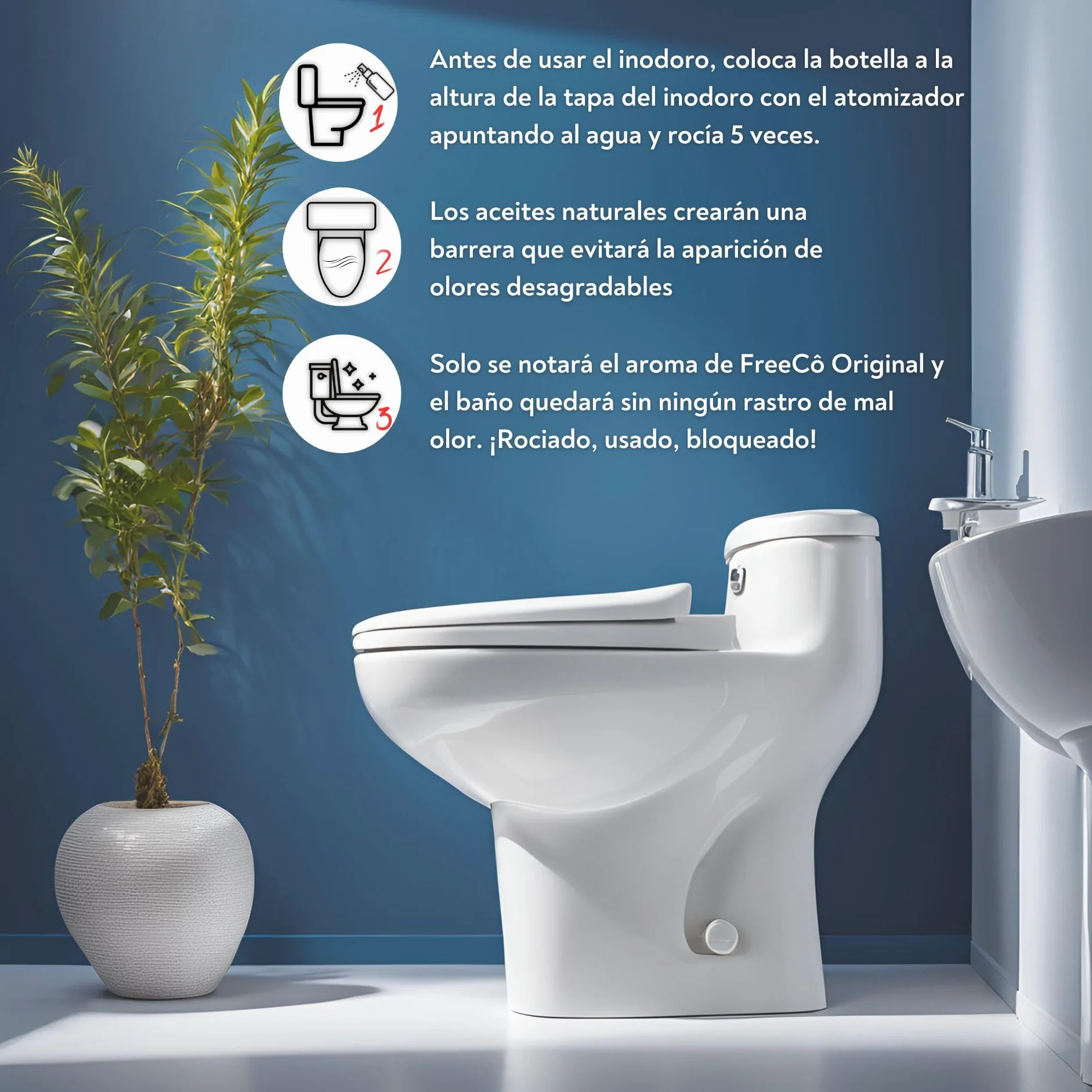 Freeco Spray WC Bloqueador Olores (before you go) | ANTES de que Empiece c/Aceites Esenciales Naturales | Pack Surtido 3x60ml: Original Citrus, Especias y Lavanda | Hogar, Oficina, Negocios y Viajes