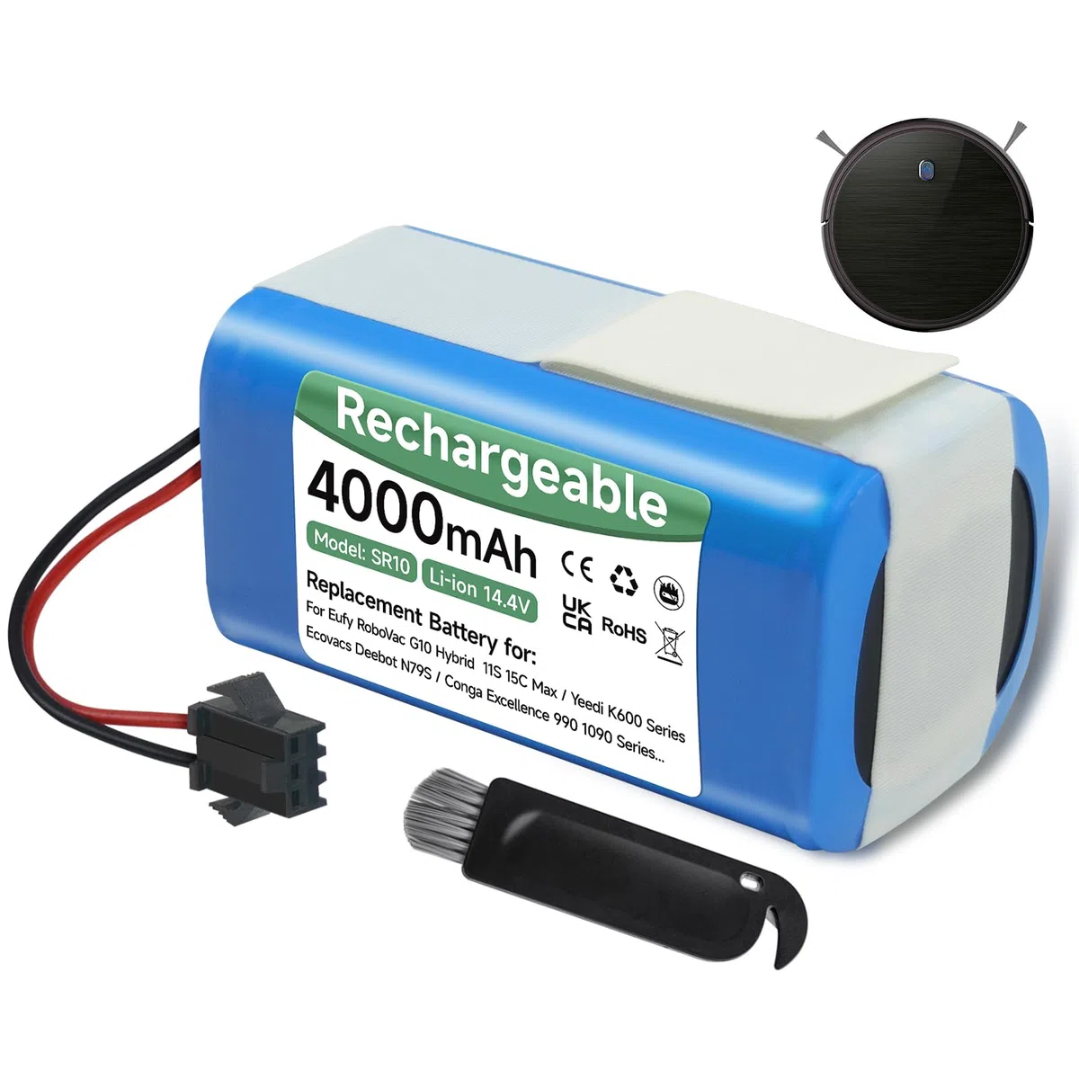 4000 mAh 14,4V Batería para Venga RVC 3000,Conga 990/1090/1790,Conga 2290 Ultra,Neatsvor x500,Ikonhs netbot S14/S15,Proscenic 850T,Ultenic D5/D5s,Tesvor S6/X500,Eufy RoboVac 11s/30c/G10