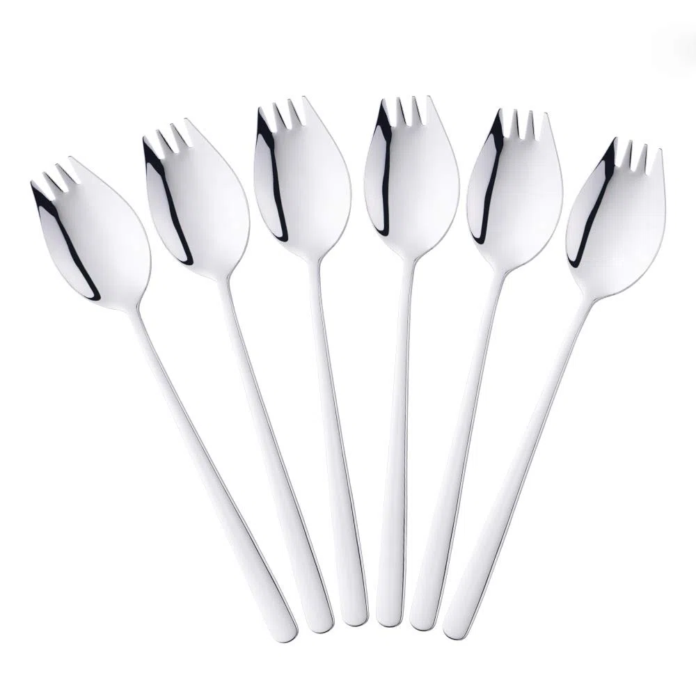 Bisda 6 piezas Acero Inoxidable Juego de Tenedor Tipo Buffet Tenedor de Ensalada para Al Aire Libre Viajes y Campamento