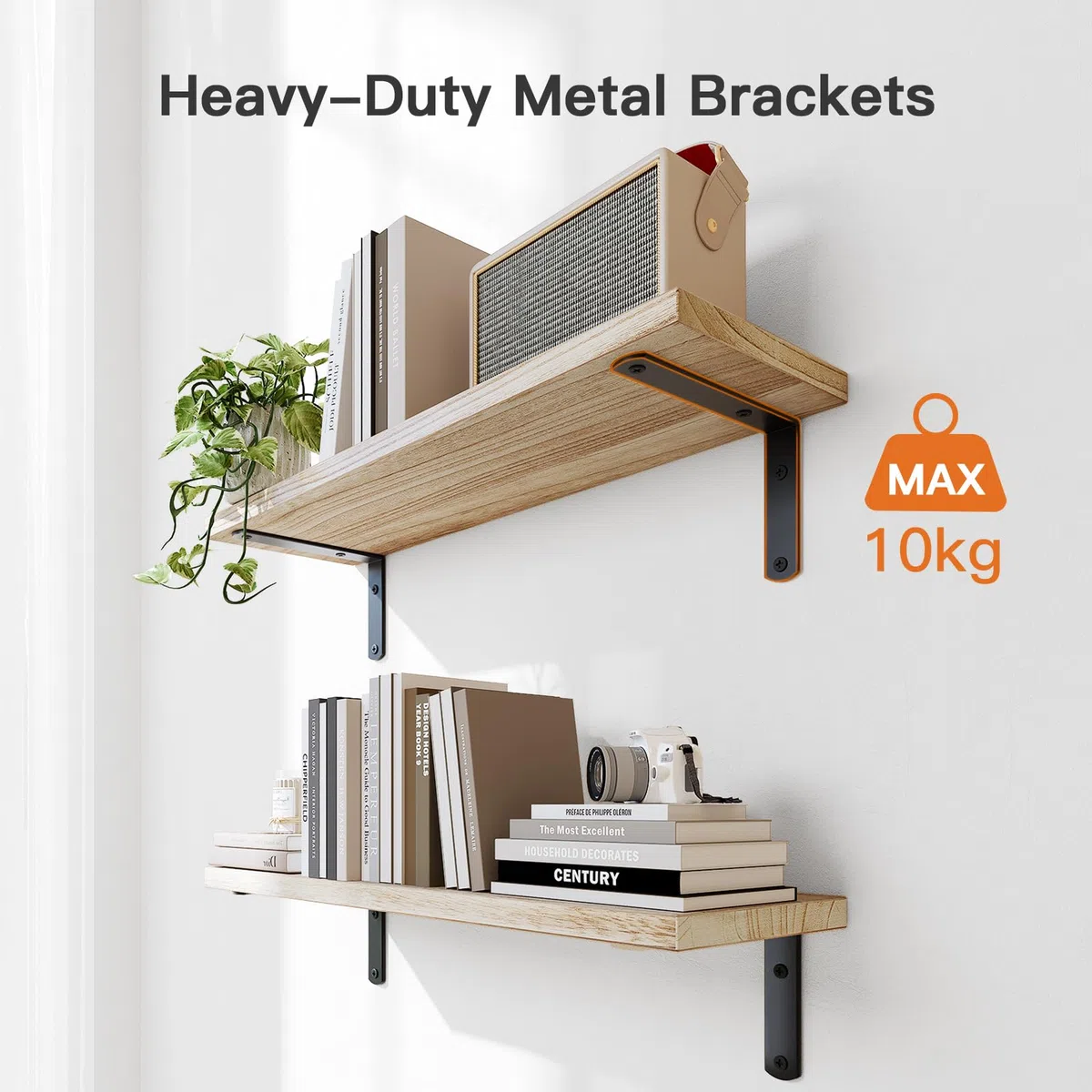 Pipishell Estantes flotantes con Cesta de Alambre de estroraje, estantes de baño de Madera de Paulownia para organización del hogar y decoración de Pared, estantes de baño/Cocina/Sala de