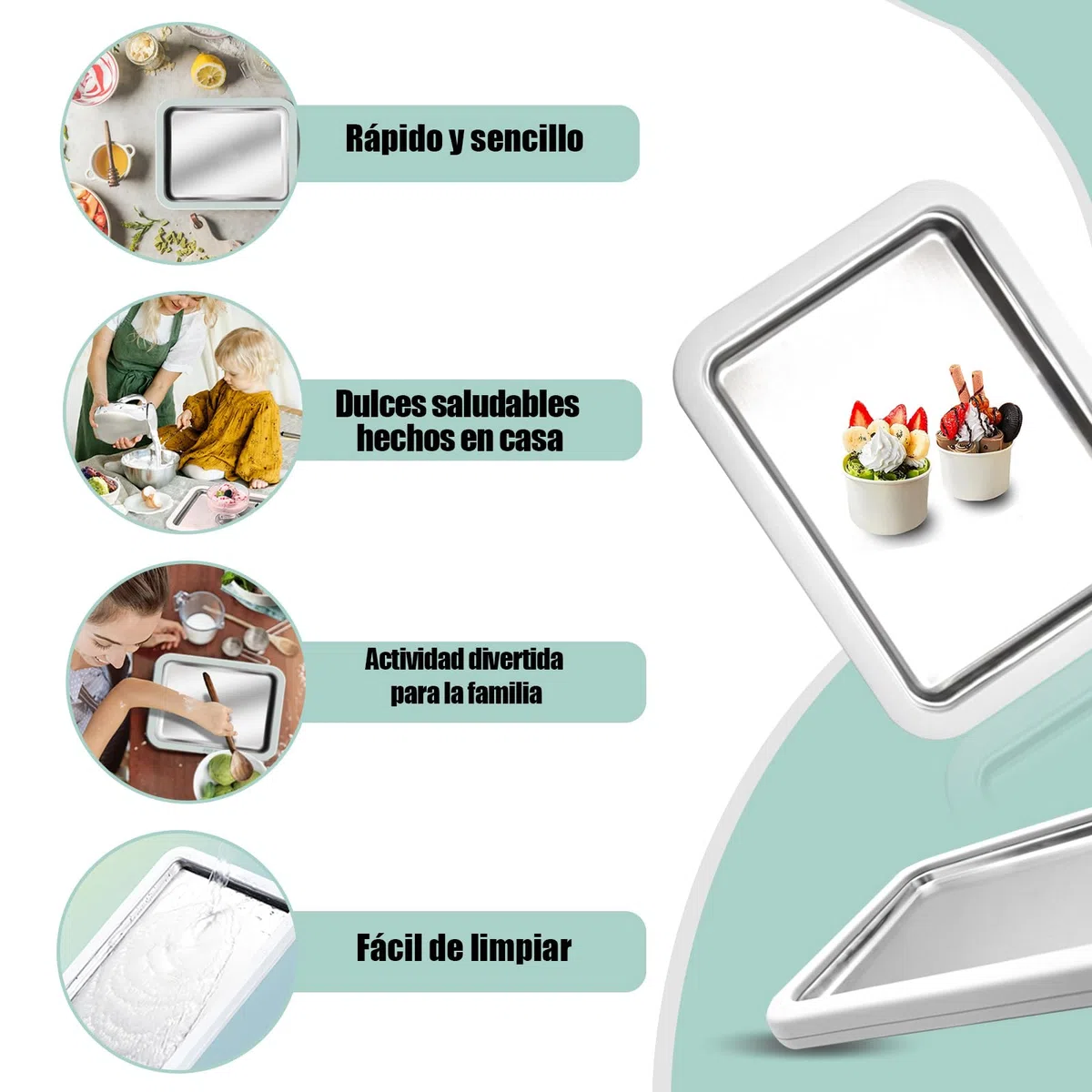 Heladeras Hacer Helado con 2 Espátulas, Maquina de Helados, Ice Cream Maker para Sorbete Yogurt congelado Gelato (blanco, Una talla)