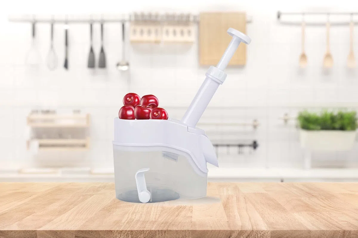BIRAMBEAU – Utensilios de cocina – Deshuesador de cerezas – Uso rápido – Base ventosa – Separación limpia de plástico