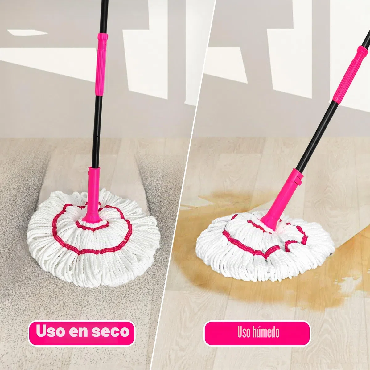 NEWE Fregona Autoescurrible para la Limpieza del Suelo, Actualizado a 45 cm de Ancho Mopas de Limpieza Suelos, 140 cm de Largo con Cocina Seca y Húmeda Trapeador de Limpieza, Adecuado para Madera