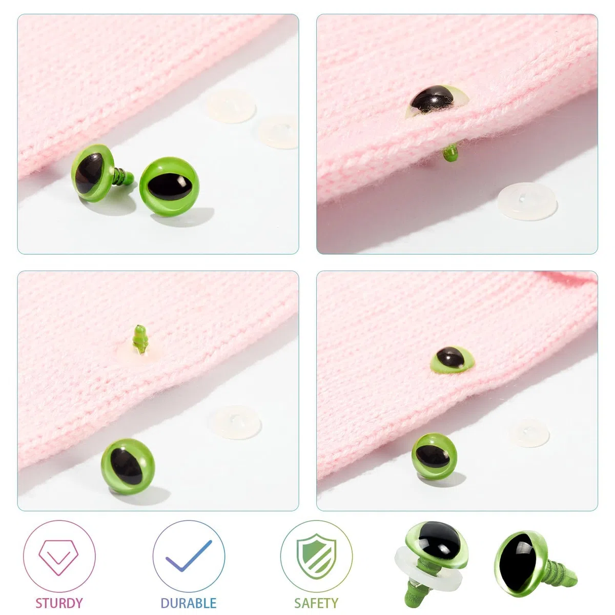 80 ojos de seguridad de plástico de 12 a 18 mm para amigurumi, ojos de gato para manualidades, ojos de seguridad para muñecas de ganchillo, ojos de dragón para animales de peluche con