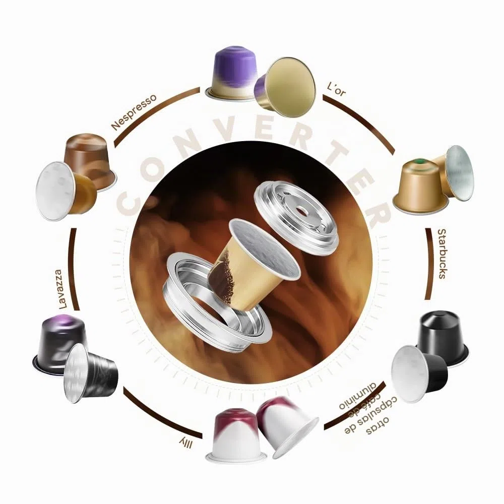 Adaptador para cápsulas de café reutilizables compatible con Delonghi ENV135 y VertuoLine GCA1, convertidor de acero inoxidable, Brew NEspresso OriginalLine Coffee, 40ML