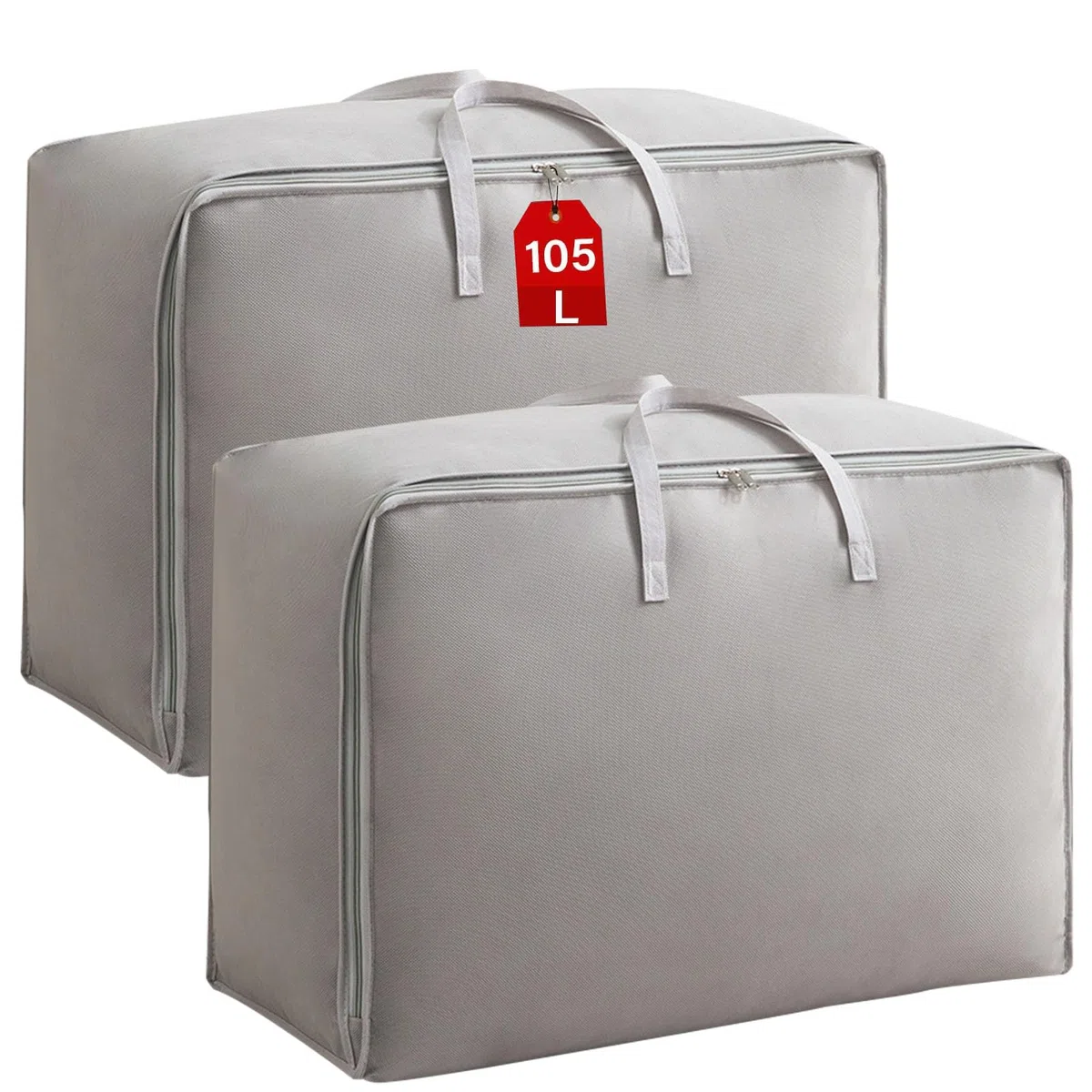 Bolsa Almacenaje Ropa 2Piezas, 105L Grande Contenedor Almacenamiento Edredones Organizador de Ropa de Cama Plegable Resistente Tela Oxford Bolsas Mudanza con Asa para Mantas Colchas Almohadas