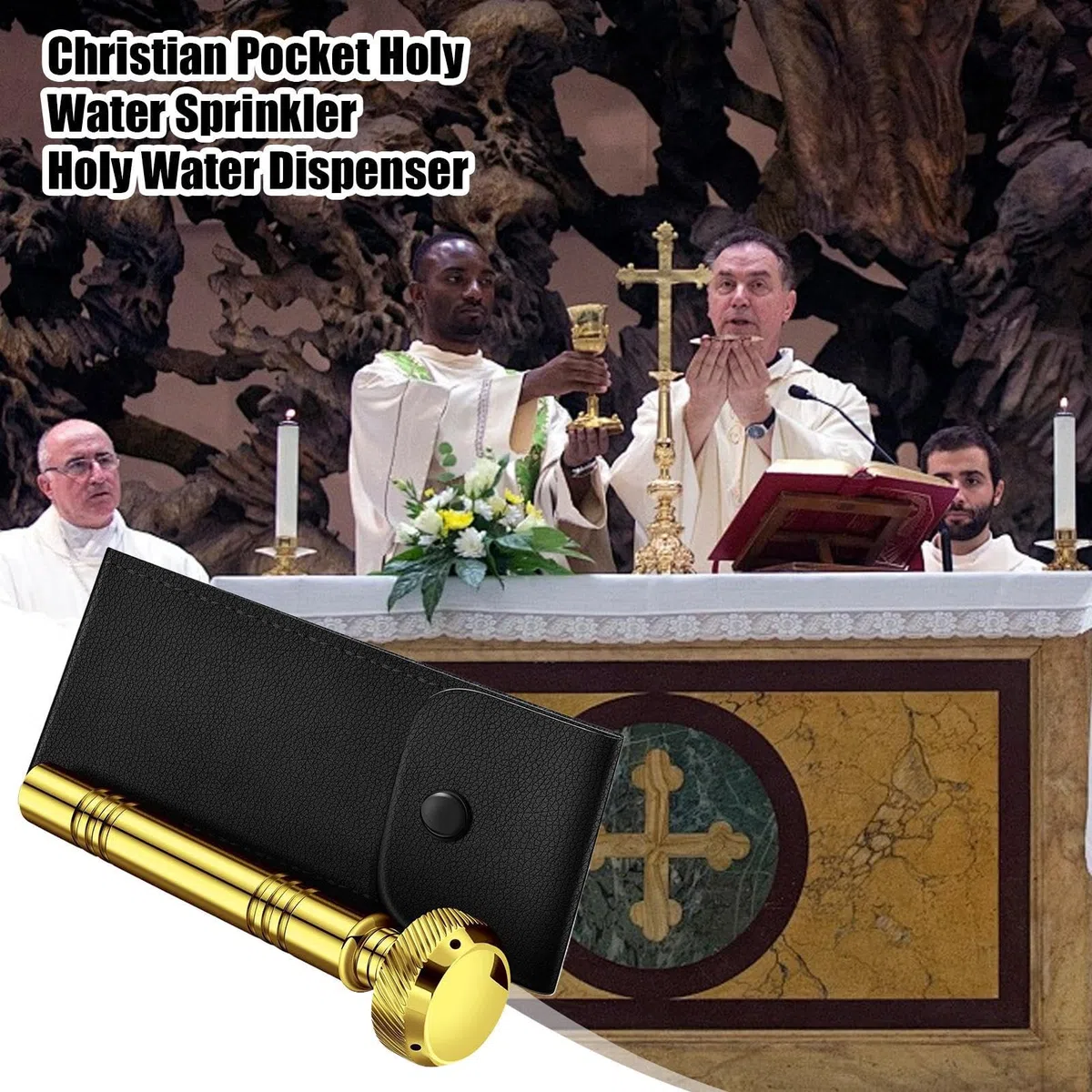 Contenedor de | Dispensador de con aspersor religioso portátil | Soporte para líquidos de 5 pulgadas Herramienta Aspergillum | Accesorio de bendición ideal para ceremonias de