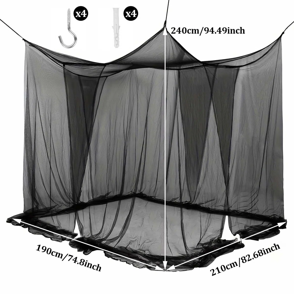 Mosquitera Cama Cuadrada De Cuatro Esquinas,Colgar Dosel Mosquitera para Cama,Dosel Cama De Adultos,Grande Mosquitera Cama Matrimonio,Mosquitera Jardin,para Exteriores o Interiores