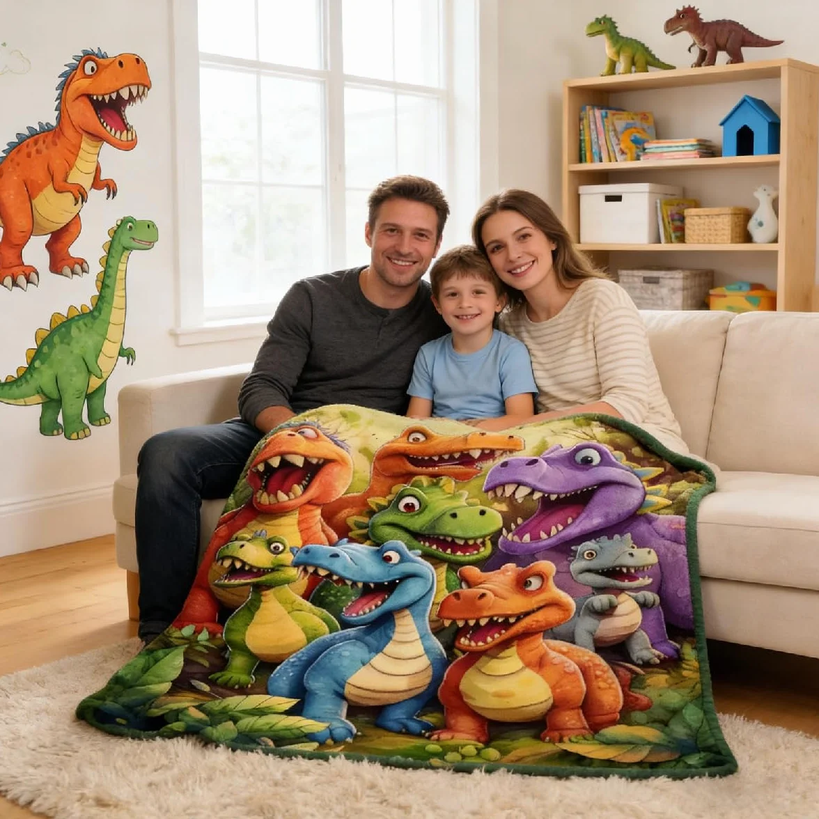Manta de dinosaurio de 150 x 130 cm, manta supersuave para niños, niños, niñas, manta de vellón para niños, manta grande y acogedora como regalo para cama, sofá, sofá