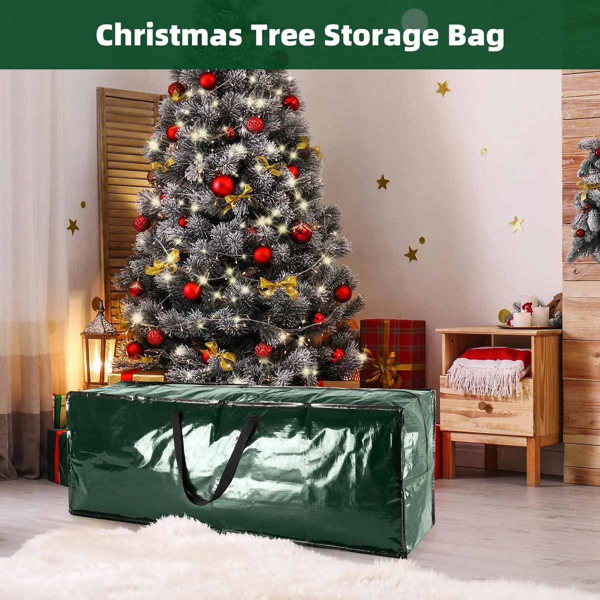 Paquete de 2 Bolsas de Almacenamiento para Árbol de Navidad, Contenedores Extra Grandes para Árboles de Navidad de Hasta 7.5 Pies, Reforzados, Impermeables, con Cremallera y Asas