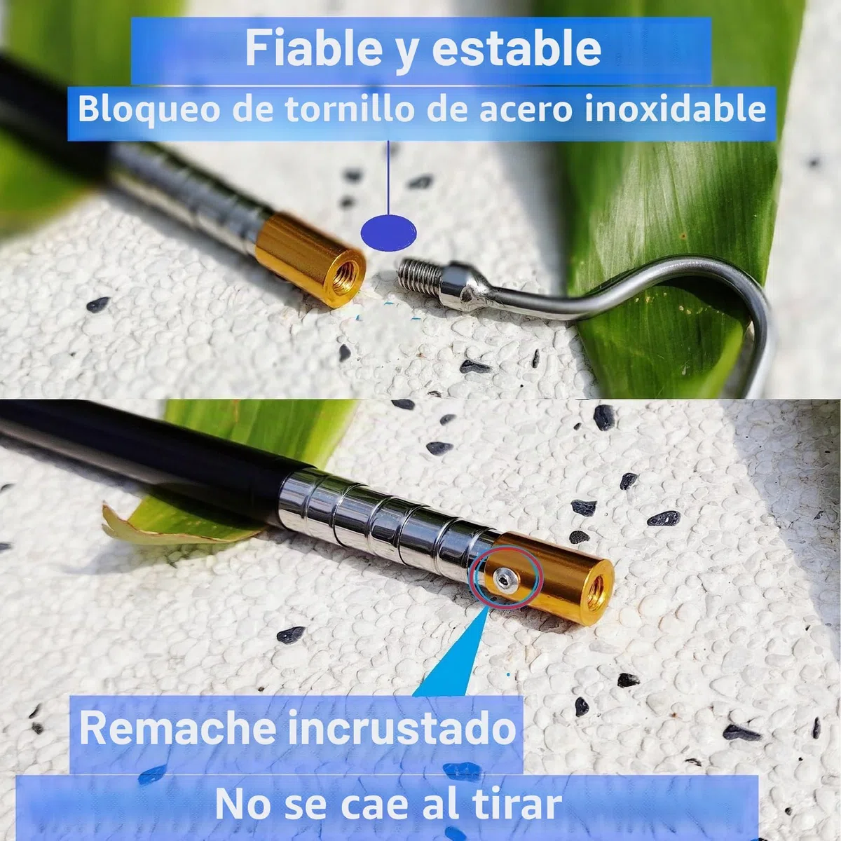 Palo Telescópico con Gancho Extensible de 48-150 cm Gancho Retráctil para Toldos, Velas y Persianas - Barra Telescópica Extensible conGancho para Escaleras de Trampilla Camping Áticos