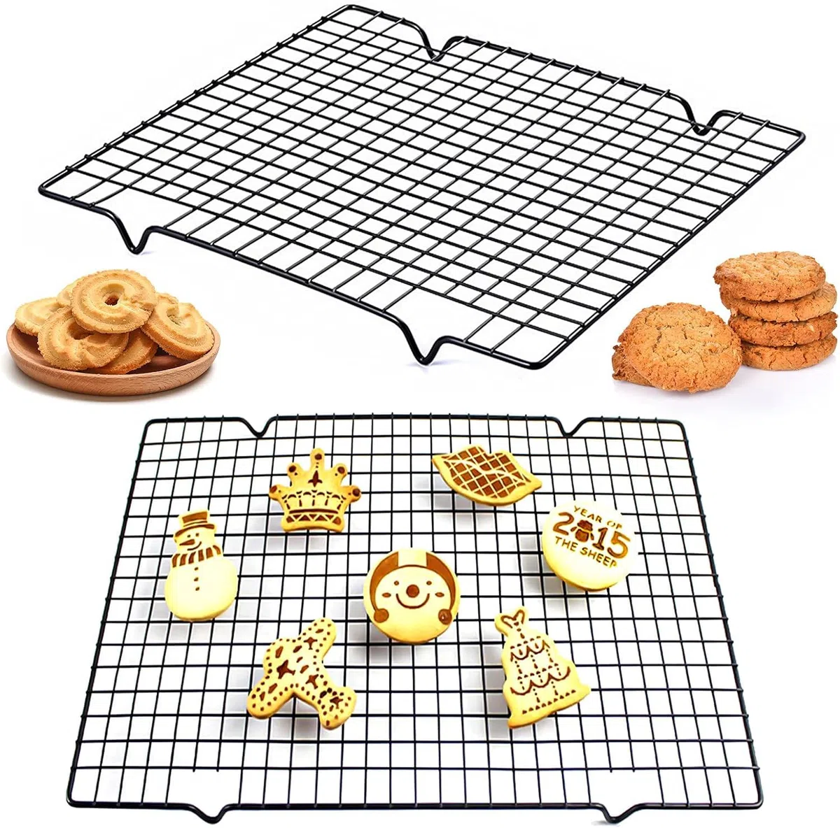 2 piezas rejillas de enfriamiento para tartas, rejillas de enfriamiento para enfriado uniforme y rápido de galletas y tartas (27,5 x 25,3 cm)