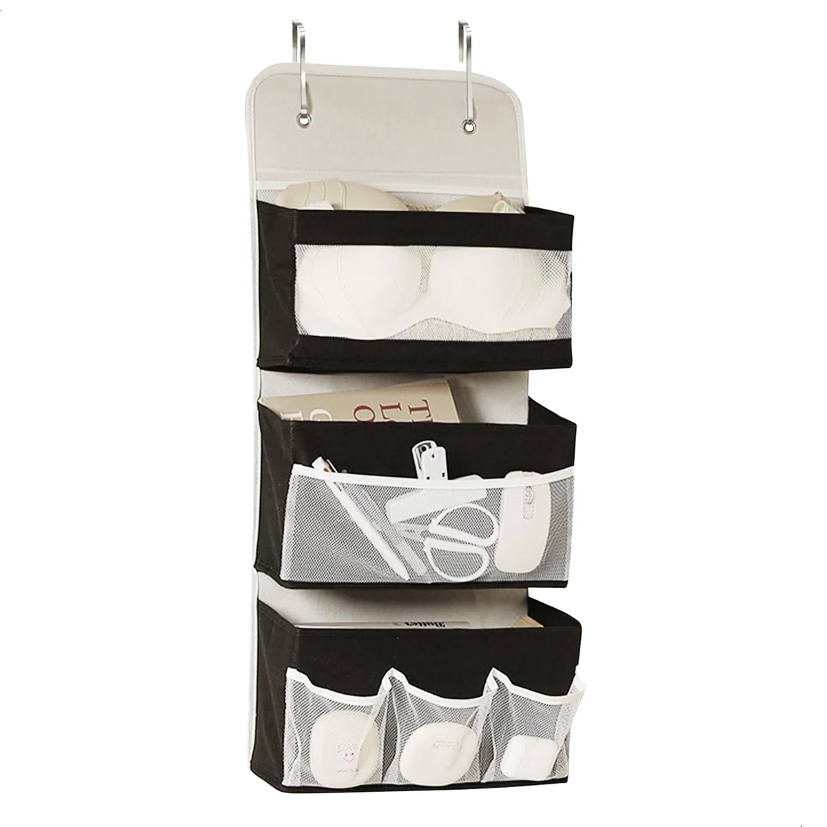 Organizador Armario Colgante, Organizador Colgante Para Baño y Puerta, OrganizadorPuerta 67,5*29,5 cm, Zapatero Tela Plegable, ZapateroPuerta Que Ahorra Espacio, EstanteriasColgantes 3 Pisos, 1 Ud