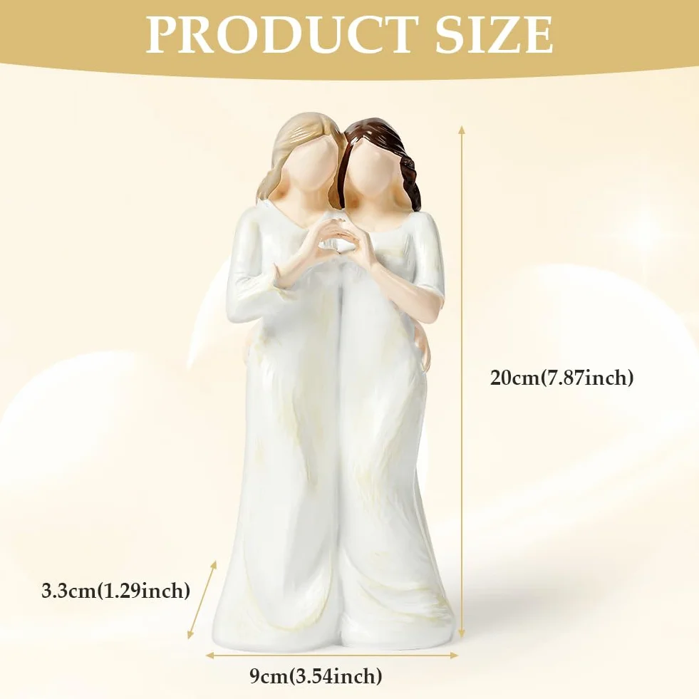 Vicloon Amistad Esculturas de Resina, Figuras de la Amistad de Hermanas, Adornos de Amigos, Escultura de ángel Coleccionable, Regalo para Navidad para Hermanas, 24 * 13 * 8cm