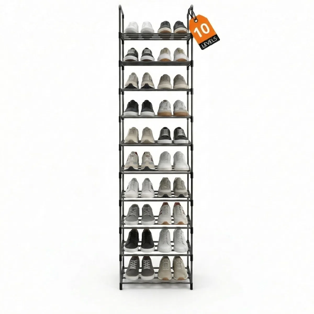 Pincho Zapatero Estrecho, Organizador Zapatos, Shoe Rank, Zapatero Plastico, Zapatero Vertical, Estanteria Zapatos con 10 Baldas, Estanteria de Pie, Shoe Organizer, Organizador Armario - Negro