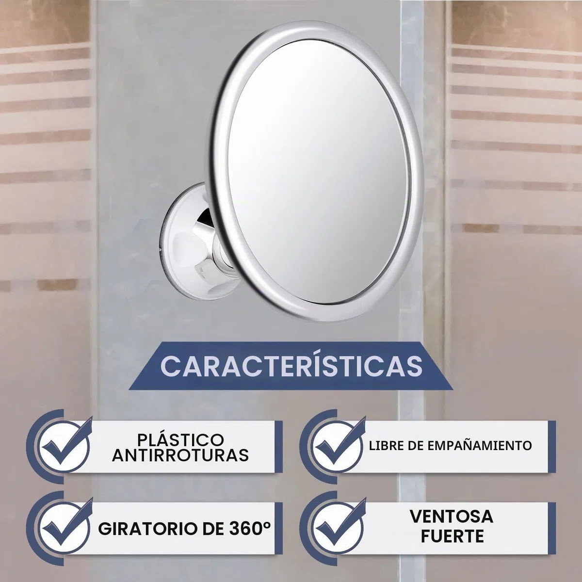 Mirrorvana Espejo de ducha redondo antiniebla para afeitar, espejo irrompible con ventosa giratoria de 360 grados para hombre y mujer, 17 cm (cromo clásico)