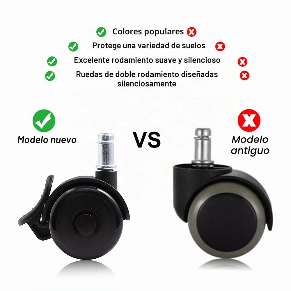 Ruedas para silla de oficina con freno, 11 mm, ruedas de suelo duro para sillas de oficina, juego de 5 ruedas de repuesto para silla de escritorio, ruedas de goma para alfombras y suelos de parquet y