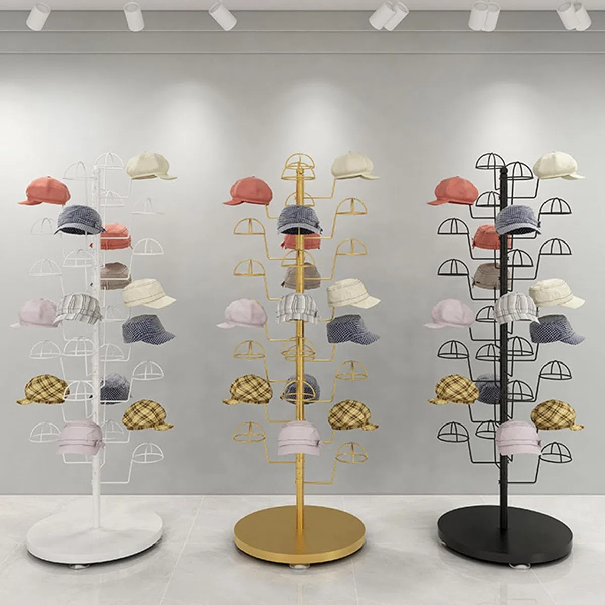TONAUA Sombreros Display Rack,Sombreros Stand Display Metal Hat Rack Stand, Organizador De Almacenamiento De Sombreros, De Pie Libre Head-Wear Caps Stand, Comercial O Uso En El Hogar
