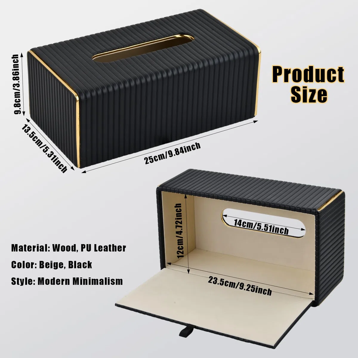 Caja de Pañuelos PU, Moderno Pañuelos de Papel Rectangular, Servilletero para la Oficina, Caja de Pañuelos Decorativa para Comedor Despacho Coches Baño