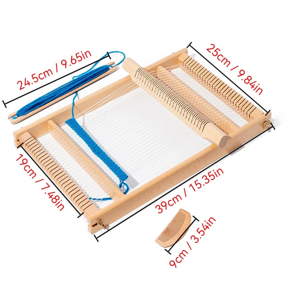 Knewmart Telar de madera para principiantes, 39 x 25 cm con kit de tejido