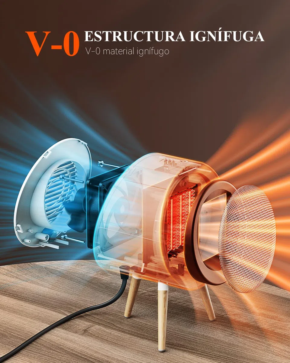 Gaiatop Pequeño Calefactor Bajo Consumo, Calefactor Eléctrico 1000W/600W, Calefactor de Aire Caliente Cerámico PTC 2s con Protección contra Sobrecalentamiento y Vuelco, Ideal para Dormitorio u Oficina