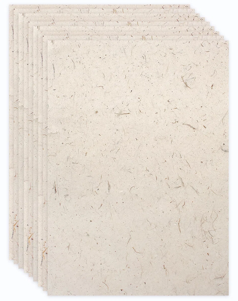 Anvin Papel de morera natural A4, 50 hojas visibles, papel de arroz de fibra imprimible, hojas de papel de seda para escribir, pintar, hacer tarjetas, manualidades (21 x 29,7 cm, yute
