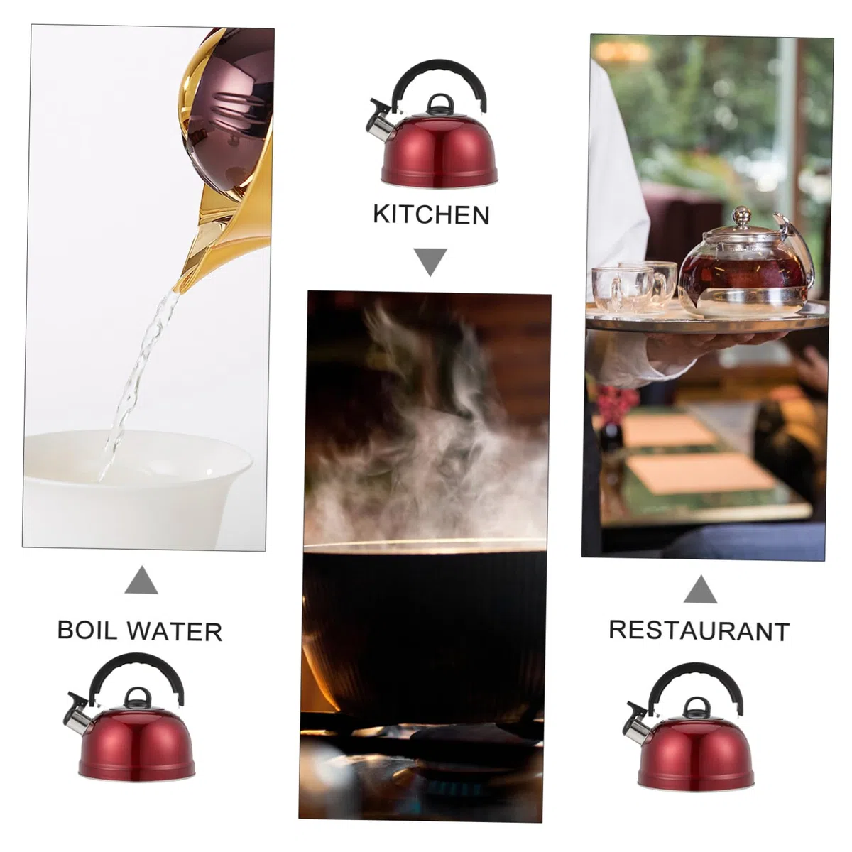 PRETYZOOM Hervidor Agua Acero Inoxidable 3L Silbato Para Estufa Gas E Inducción Mango Ergonómico Té Café Vino Hogar Oficina