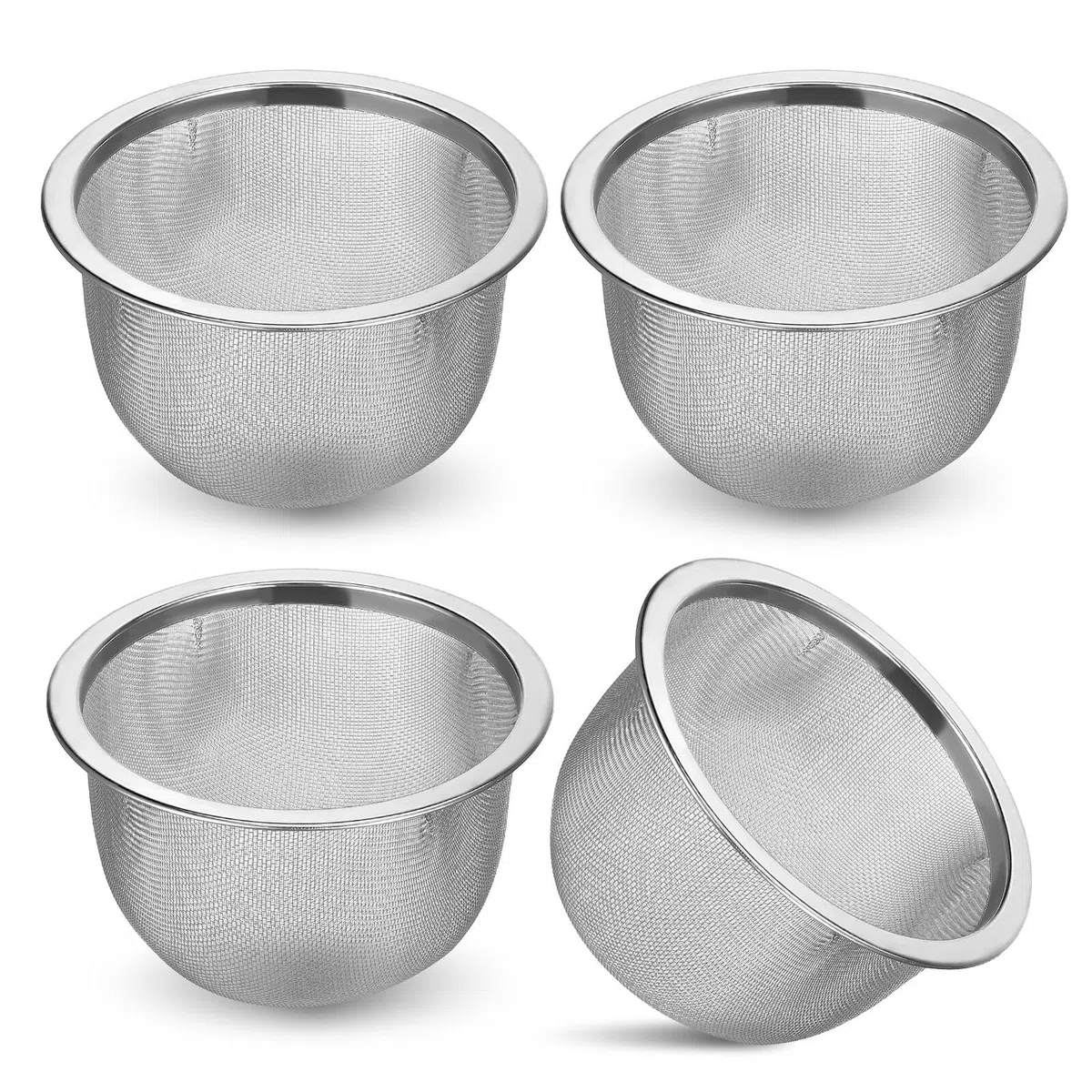 4 Filtros de Té de Acero Inoxidable para Infusor Casero Colador de Té Reutilizable Malla Fina Tamaño Pequeño 8 CM Apto para Hogar Restaurante