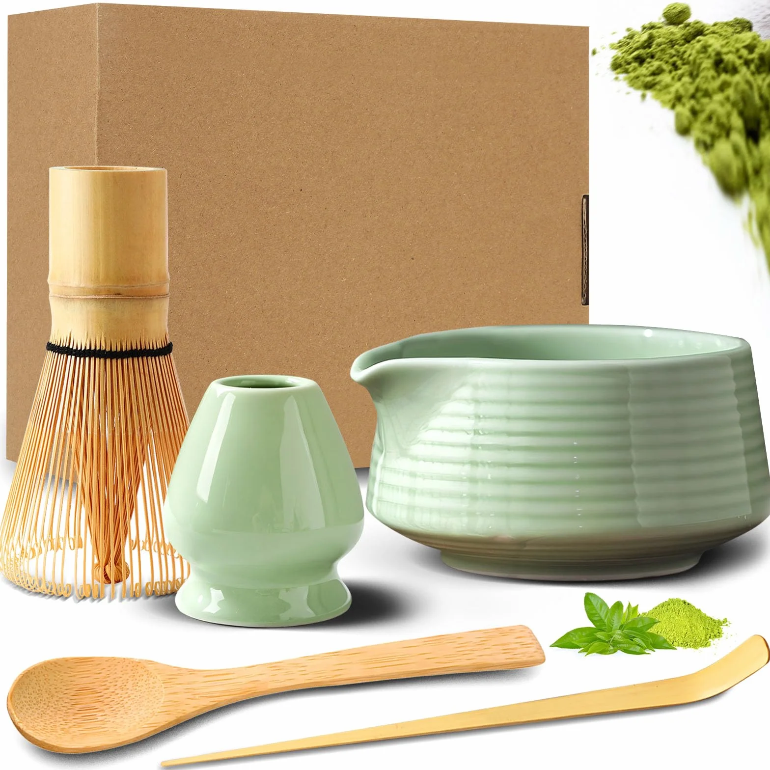 Matcha Kit 5 piezas Te Matcha Kit para los amantes del matcha, el hogar, la oficina y los salones de té,Cian