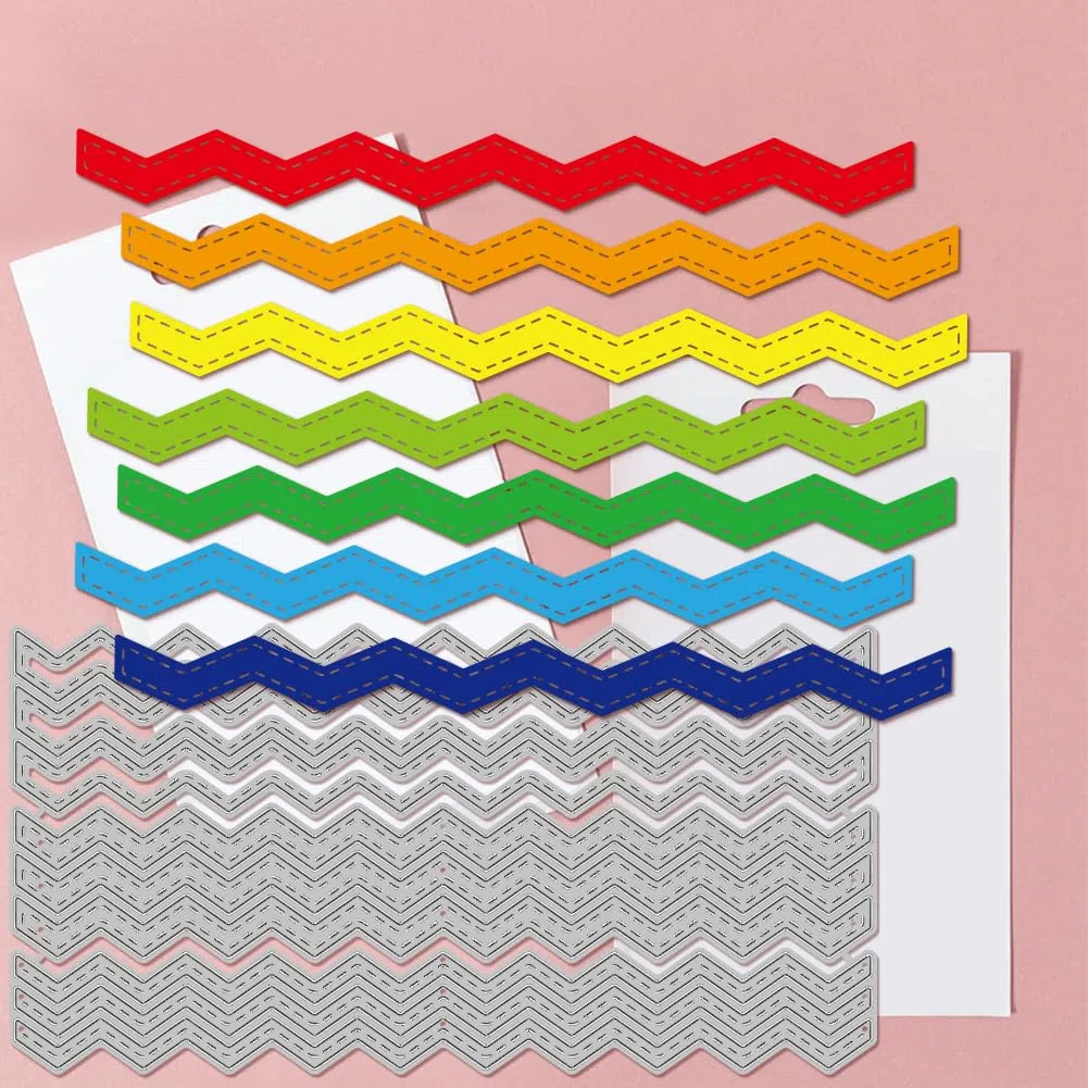 GLOBLELAND Troqueles de corte rectangulares para hacer tarjetas, troqueles de corte de ondas de encaje de metal, plantillas de corte para álbumes de recortes, diario, papel en relieve, decoración de