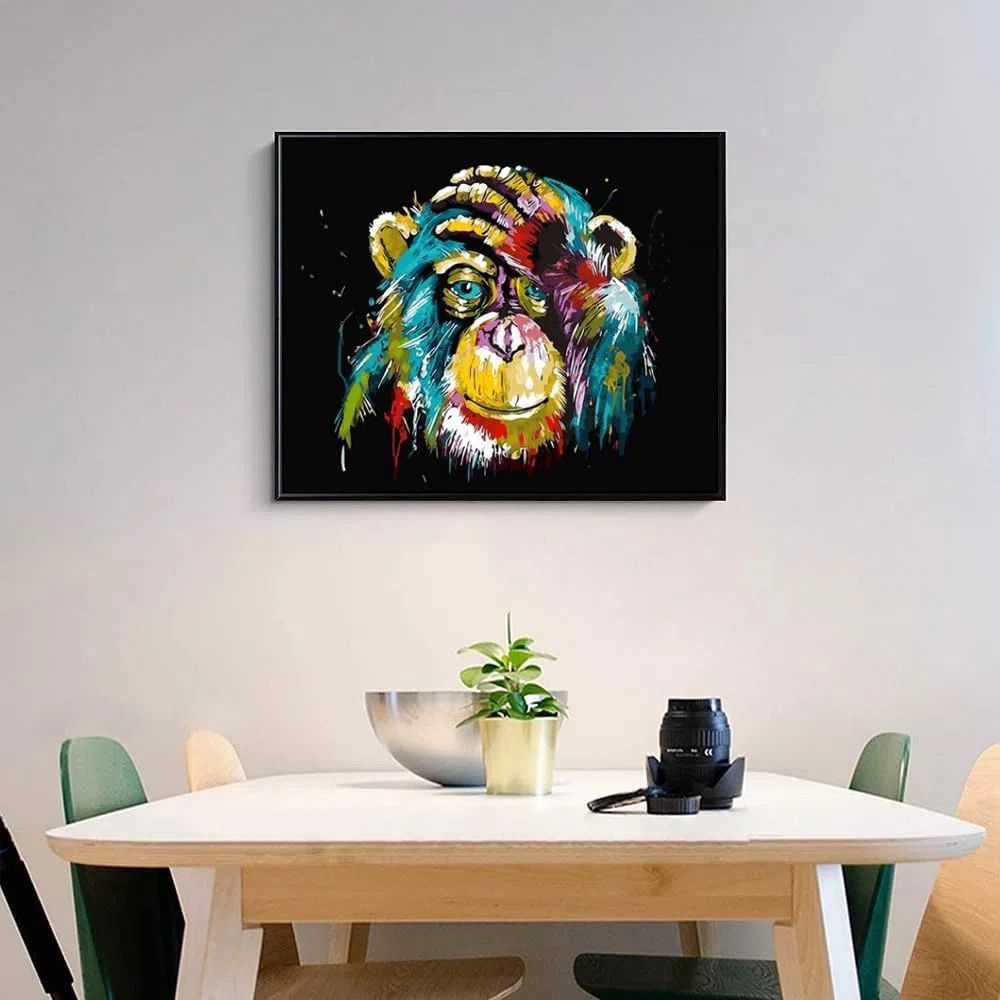 DonElton Pintar por Números para adultos Animales - 40x50 cm Kits de pintura con Pinceles, colores acrílicos y lienzo de lino, Sin marco - Regalo creativo (Mono)