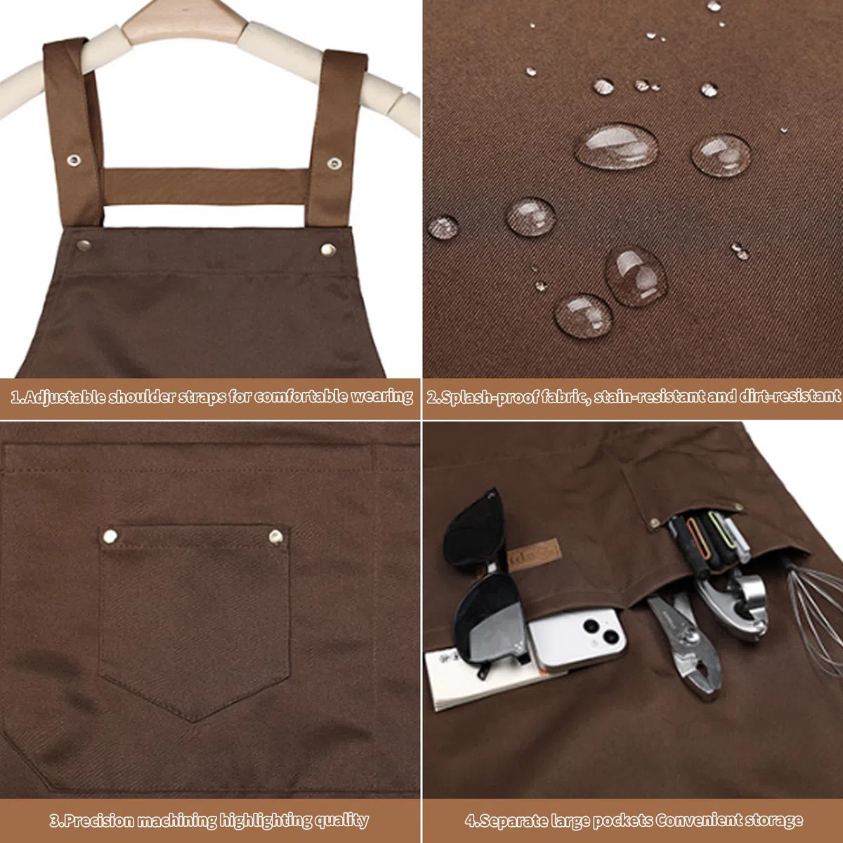 2 Piezas Delantal Cocina para Hombres y Mujeres, Delantales Chef, Mandil Camarero Ajustable, Mandiles Hosteleria Barbacoa Lona con 3 Bolsillos para Hornear, Restaurante