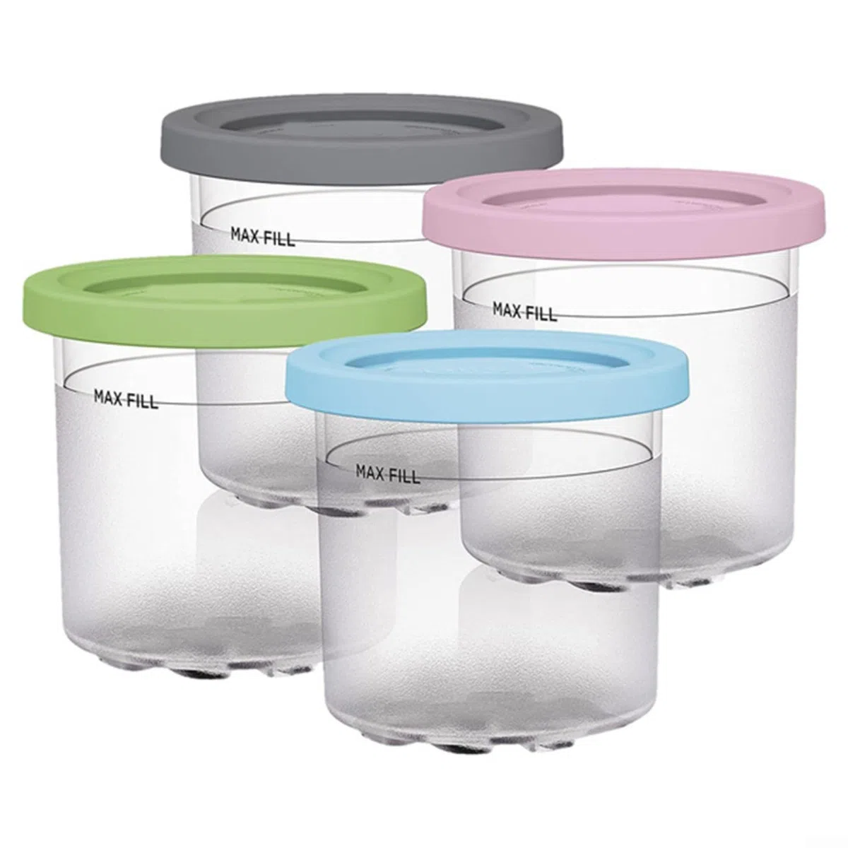 Vasos de helado compatibles con Ninja, para la serie NC300 y NC299AM, paquete de 4 pintas reutilizables con tapas, para Creami Deluxe, recipientes de postre de plástico (paquete de 4