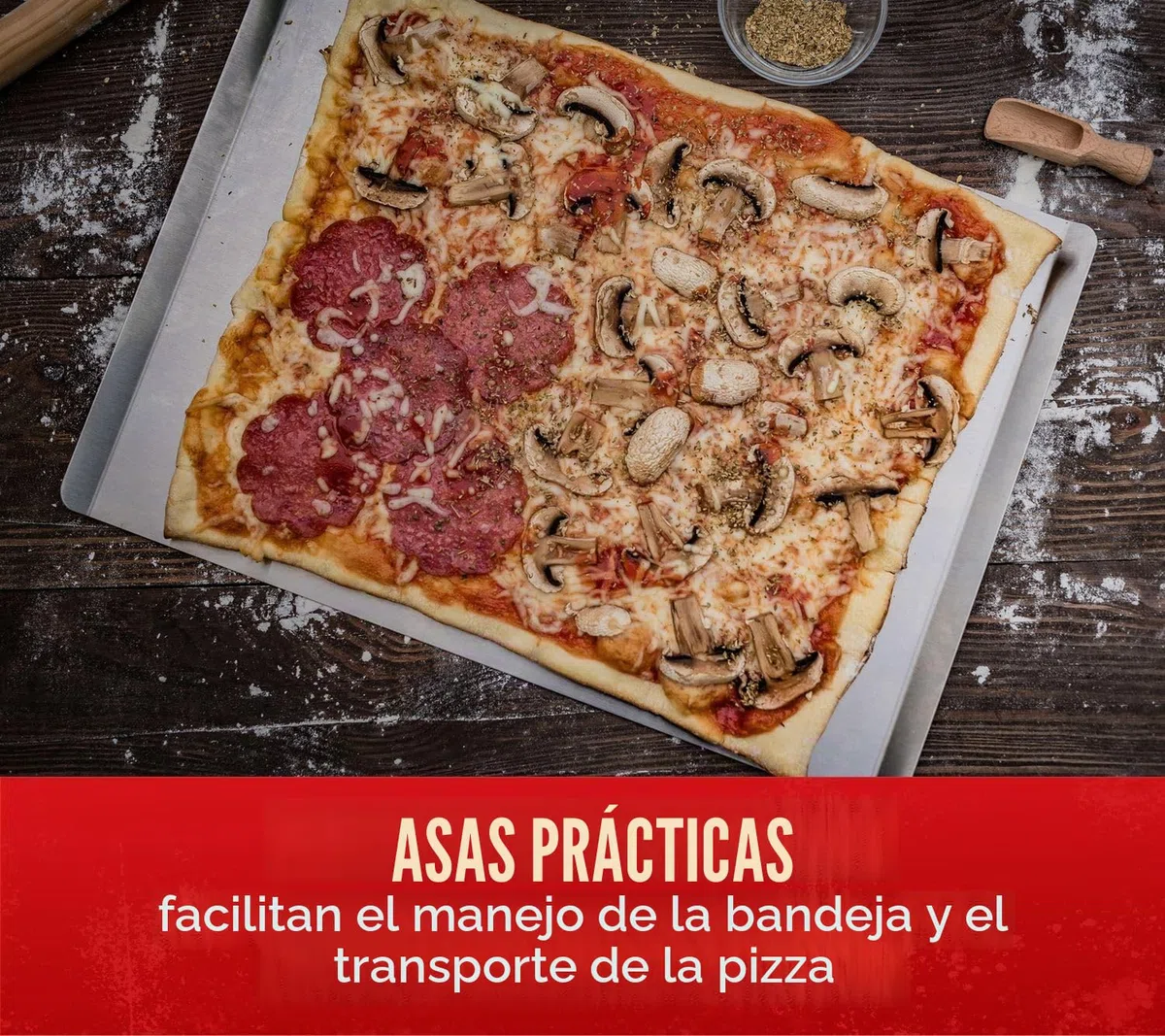 Grillfuerst Bandeja rectangular para pizza, acero inoxidable, 40 x 30 cm, para preparar y transportar la masa de la pizza