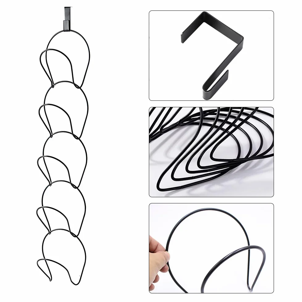 Willoo Soporte Almacenamiento Sombrero, Colgador Sombreros Metal, Colgador Sombreros, Gorra De Béisbol Ganchos Colgar, para Puerta, Armario, Pared, Baño (Negro)