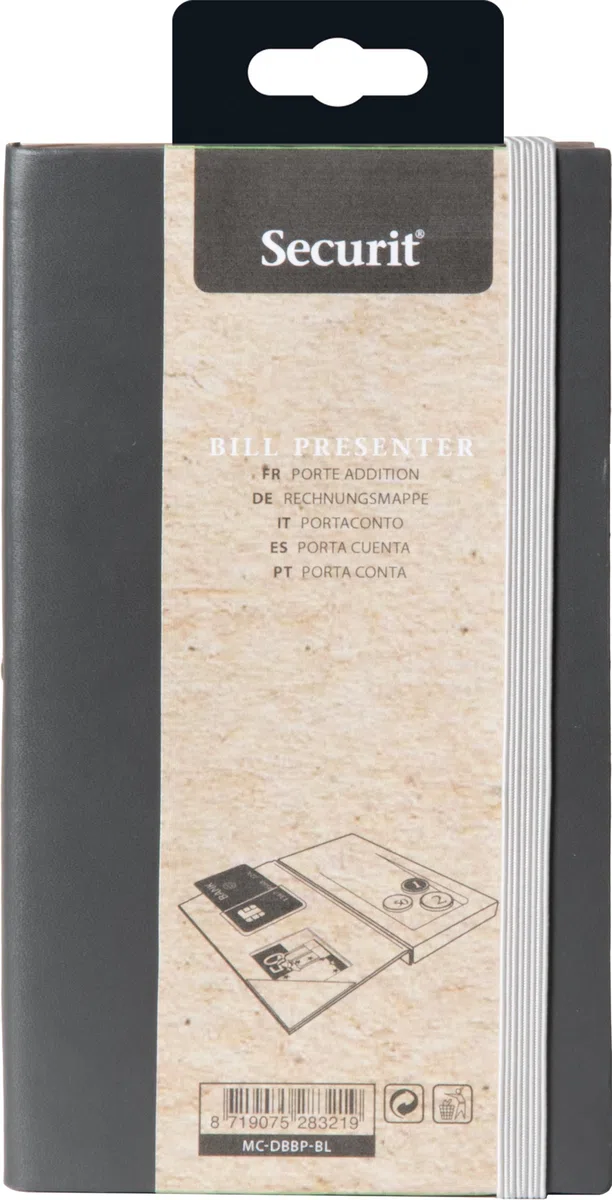 SECURIT Leather Range Bill Presentador 17,9 x 10 cm, Madera, Gris, 17.9 x 10 x 1.8 cm