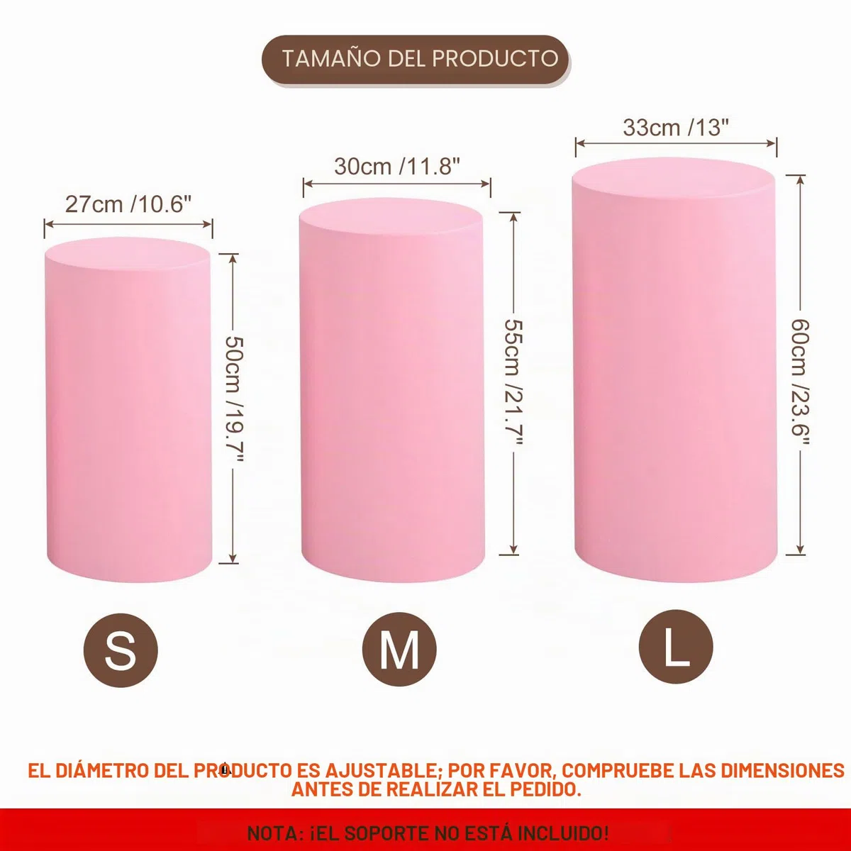 QUARKZMAN Juego De 3 Fundas De Cilindro De Spandex Rosa Claro, Funda De Pedestal Para Decoración De Fiesta Boda Cumpleaños, Solo Contiene Fundas De Cilindro (Tela Elástica - Pequeño)