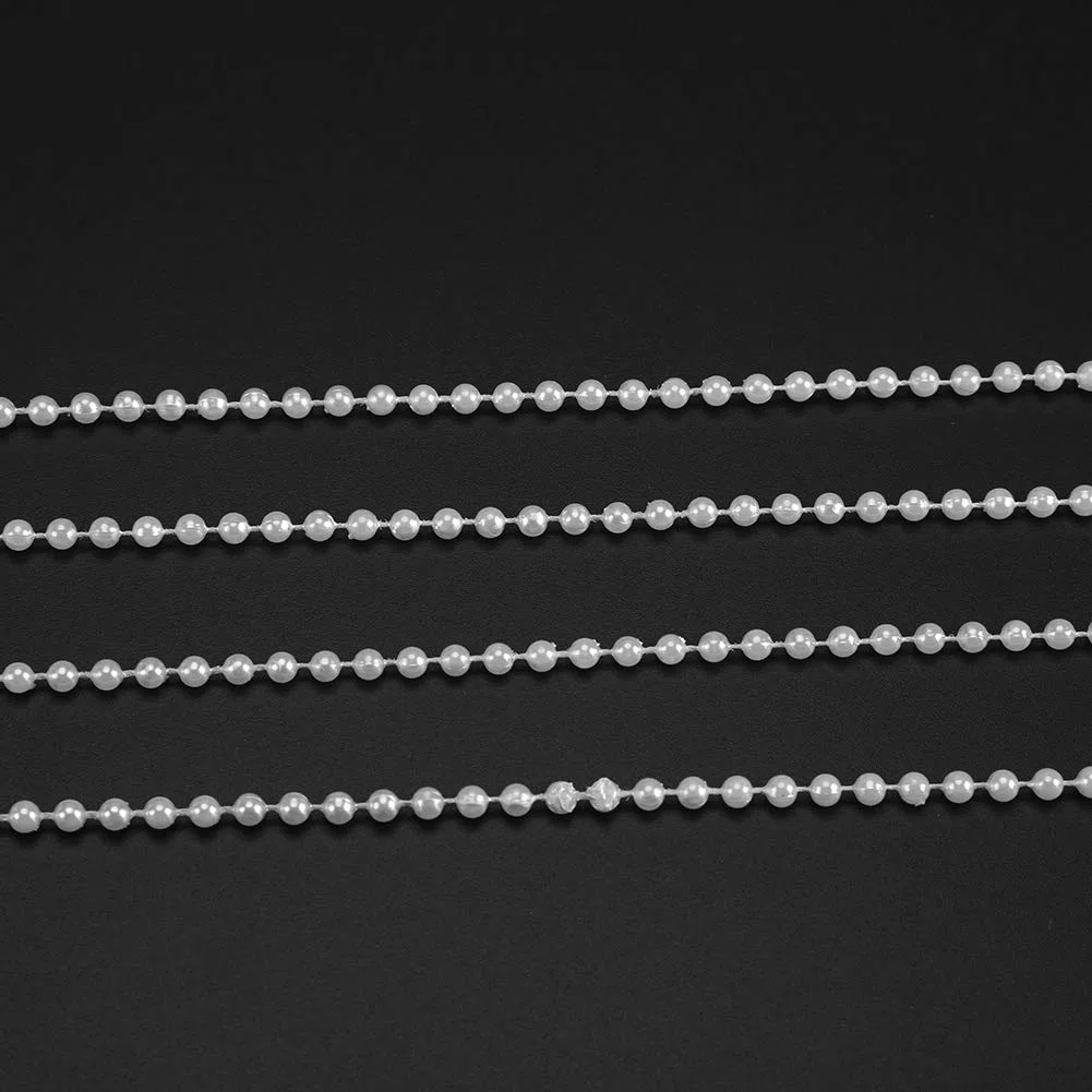 AUNMAS 40 m/Rollo 4mm Cuentas de Perlas Artificiales Cuentas de Bricolaje Cadena de línea Cortina Hecha a Mano Suministros de Fiesta Boda Evento Festival decoración de Fiesta(Blanco)