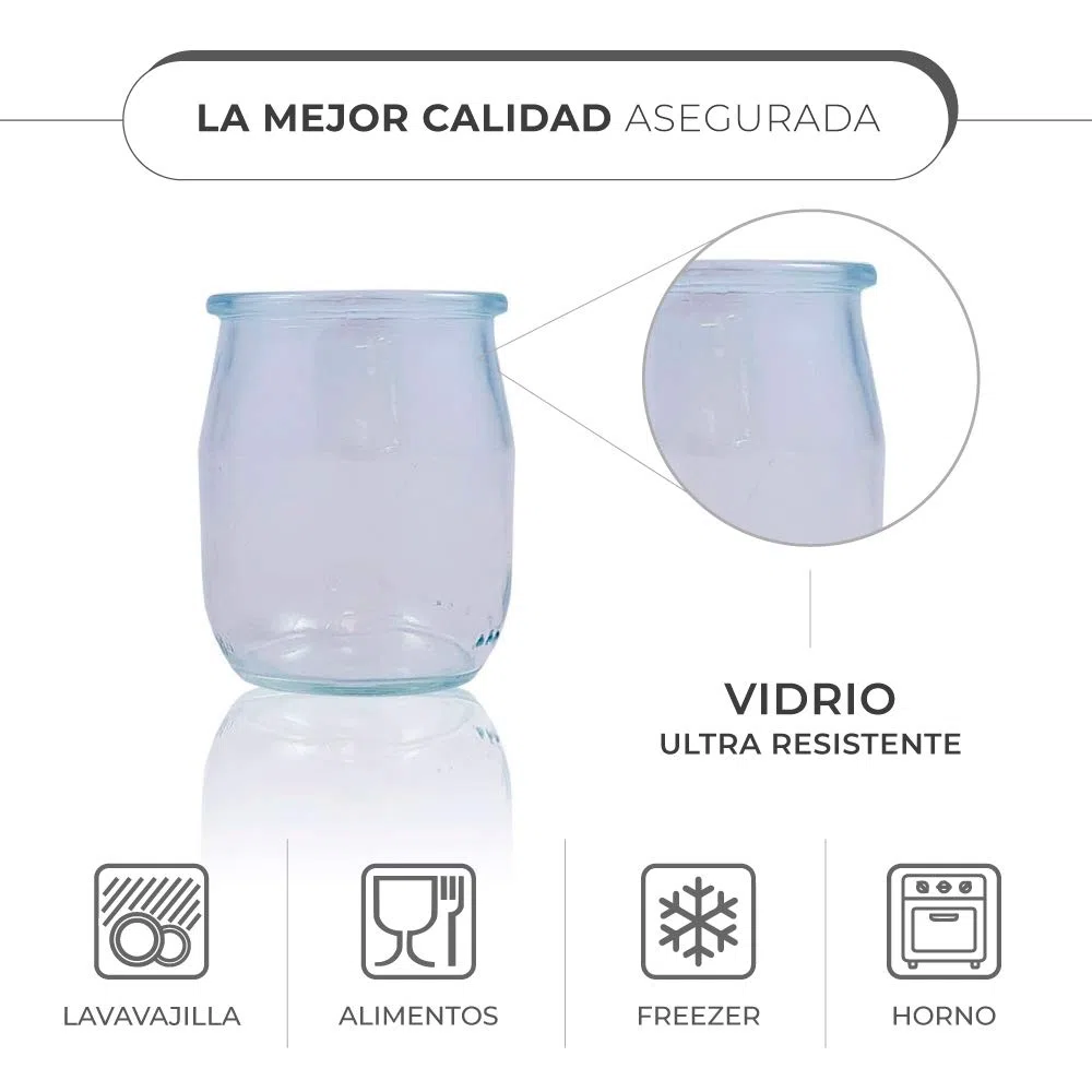 Vasos yogurtera de cristal con tapa pack de 12 botes para yogurtera de 143 Ml tarros para postres recipiente para moulinex, lidl, severin, braum y resto de yogurteras (Tapa Blanca) (143)