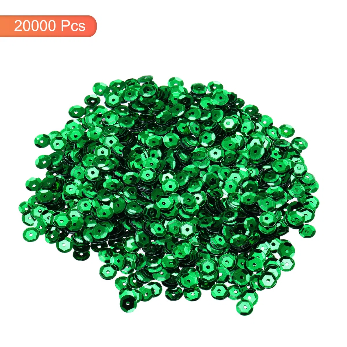 sourcing map 20000 piezas de lentejuelas sueltas de 6 mm a granel, lentejuelas bordadas, lentejuelas redondas con agujeros para hacer joyas, manualidades, costura, maquillaje, uñas, color verde