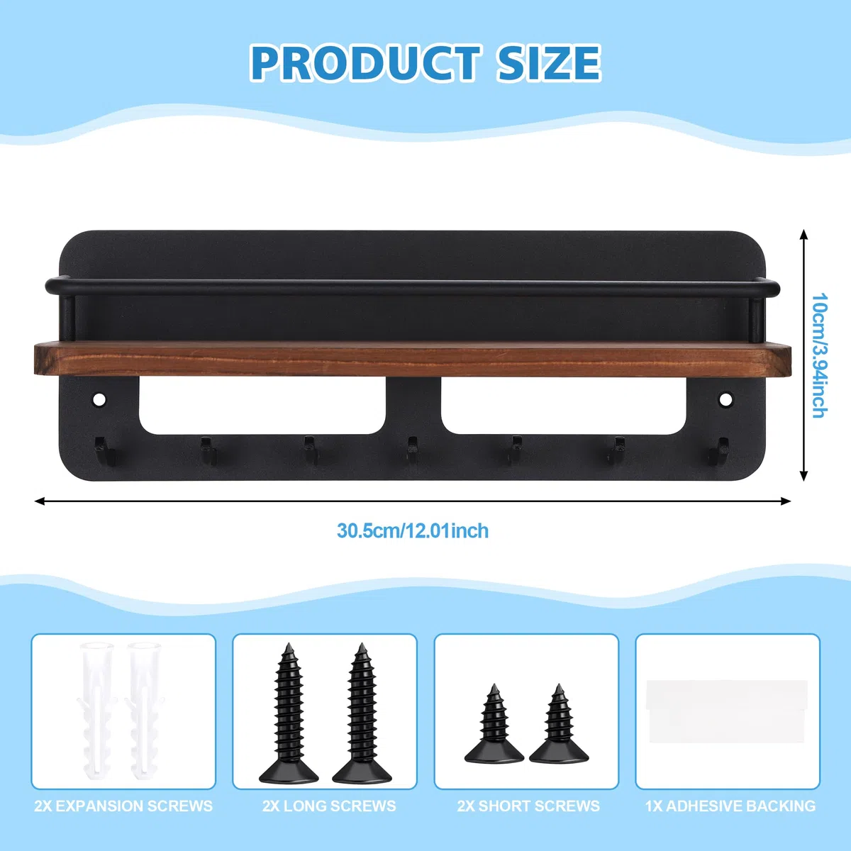Zocipro Portallaves de Madera con Estante, Llavero para Montar en la Pared con 7 Ganchos, Colgador de Llaves para Entrada, Vestíbulo, Cocina, Oficina, Baño y Sala de Estar