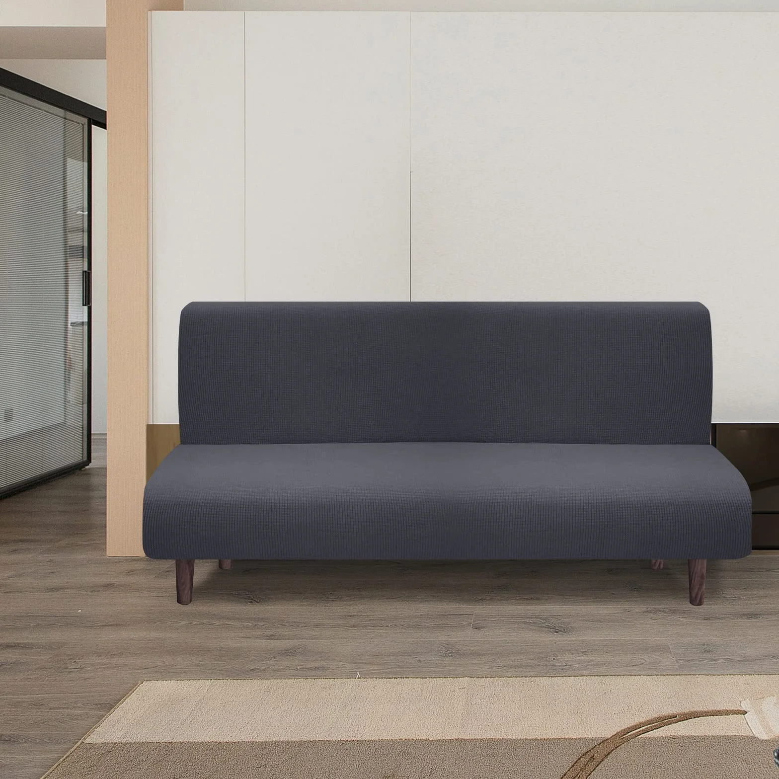 Granbest Cubierta Impermeable de futón sin Brazos, protección de futón elástica para sofá Cama Plegable Antideslizante sin reposabrazos (Gris)