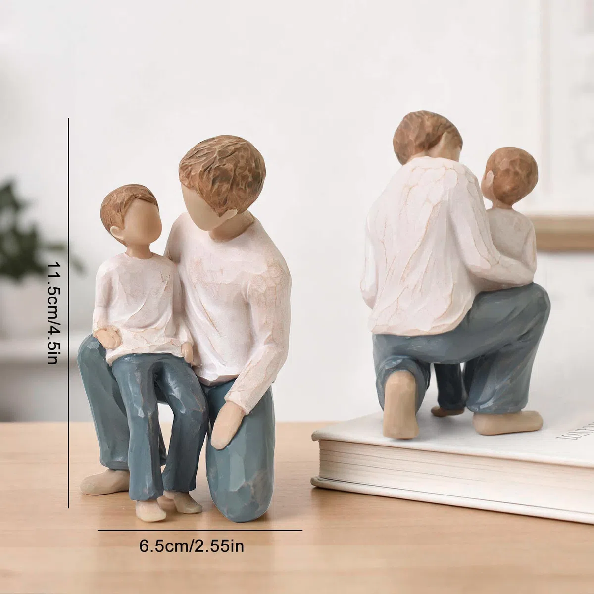 Figuras de escultura de regalo para papá de hijo padre e hijo, regalos sentimentales para papá de hijo para el día del padre, cumpleaños, Navidad, estatua pintada a mano de resina