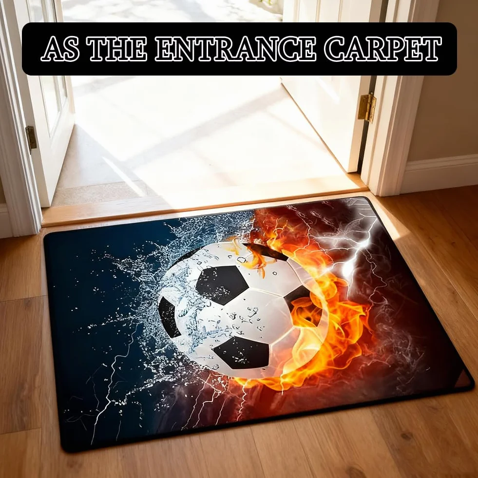 Alfombra de fútbol,80 x 120 cm Niños Habitacion Alfombra de Sala de Estar, Colchoneta de Puerta Antideslizante para Puerta Interior