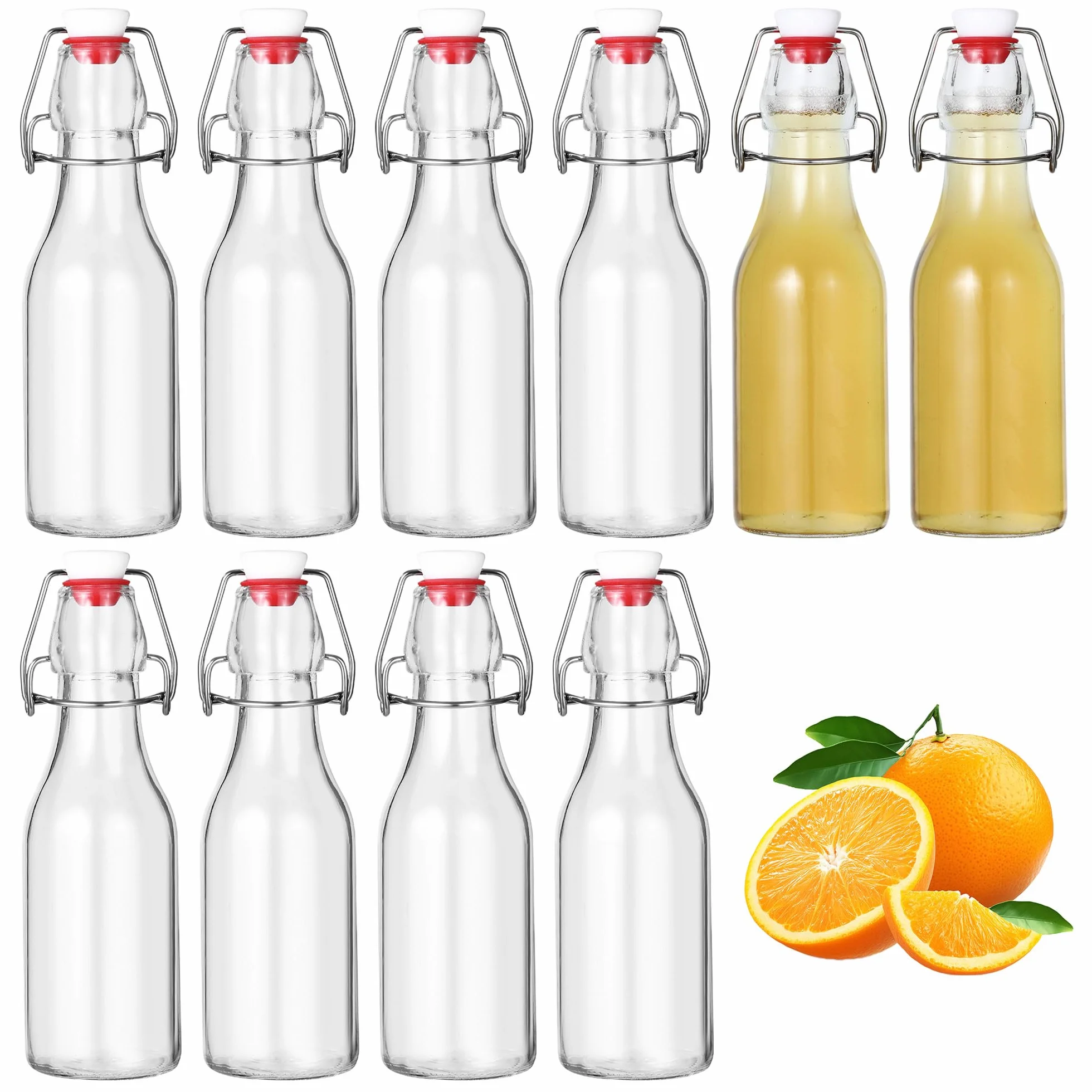 Botellas Cristal con Tapón Hermético,bouteille en Verre,Adecuado para almacenar cerveza, aceite de oliva, vinagre, jugo, jarabe (10 x 250ml)